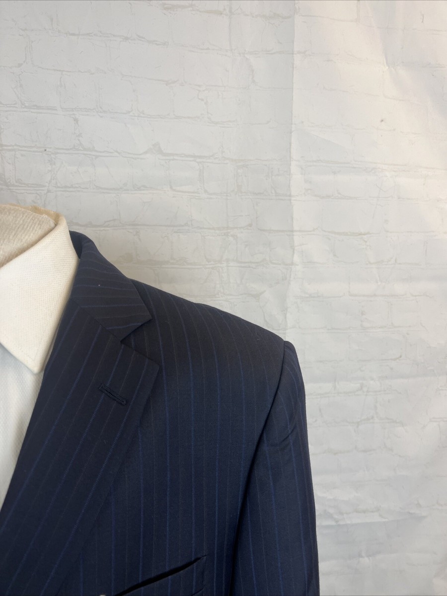 MADISON Brooks Brothers Men's Dark Navy Blue Stripe Wool Blend