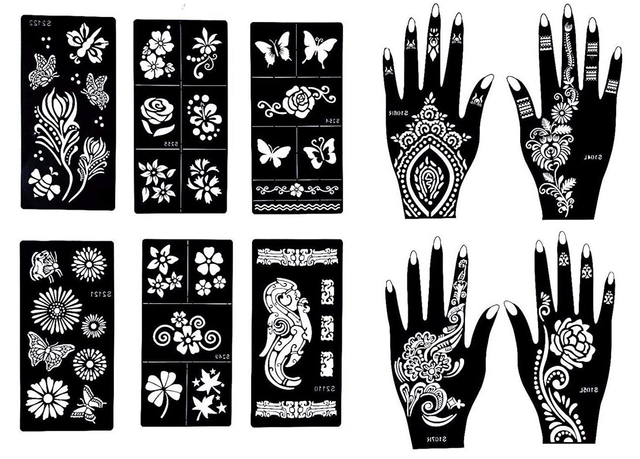 10 Sheets Reusable Stencils For Henna Tattoo Hands For Sale Online Ebay