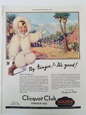 1934 Cliquot Club ginger ale boy Eskimo Hazelton art vintage ad