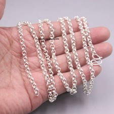 Solid 999 Fine Silver Necklace 5mm Rolo Link Chain 31.49INCH 45-46g    999