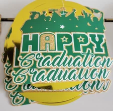 98 PIECES GRADUATION PARTY DECORATIONS CARDBOARD WITH GREEN AND YELLOW FOILS