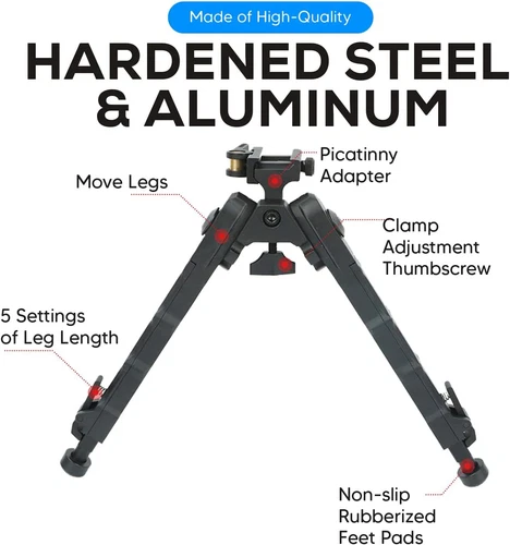 V9 Adjustable Rifle Bipod 7.5''-9'' QD Picatinny Rail Bipod for Shooting Hunting - Picture 11 of 12