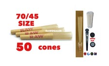 Cono preenrollado RAW tamaño único 70/45 (50PK) + tubo Philly + punta de cono de vidrio
