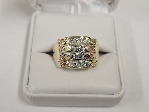 14k Round Diamonds 1.04ctw. Custom Made Black Hills Gold Mens Ring Size 11.5 - Picture 8 of 14