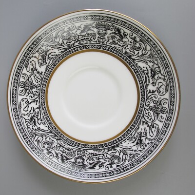 Wedgwood Florentiner nur Untertasse. Ersatz. Schwarz & Gold Bone China. 5,75''