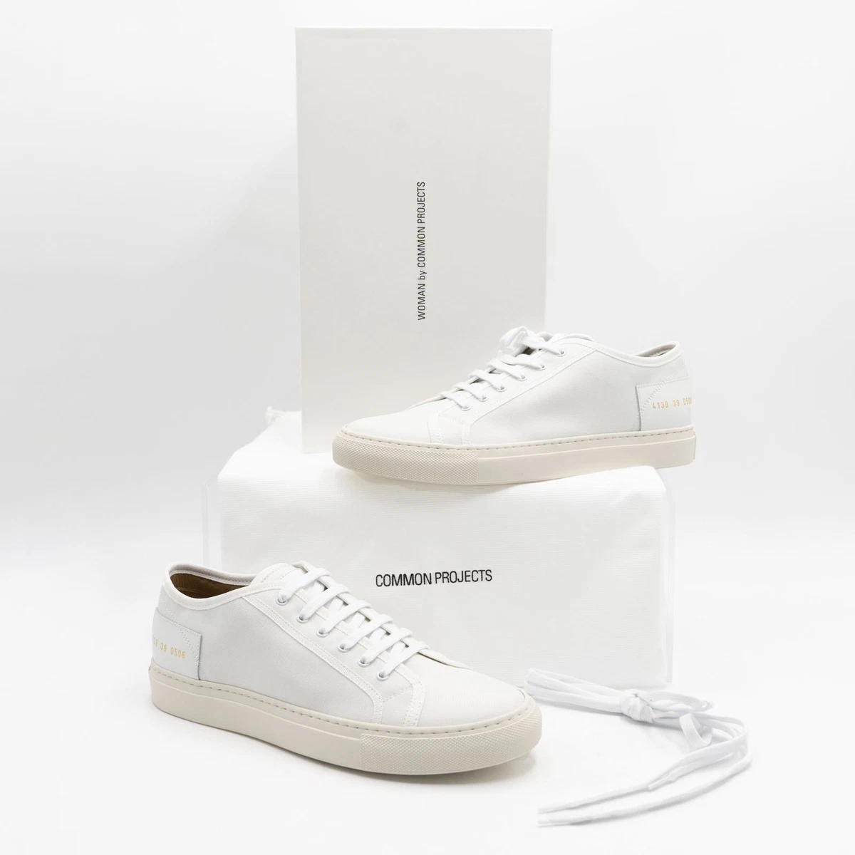 Common Projects Womens Trainers White Canvas Tournament Low