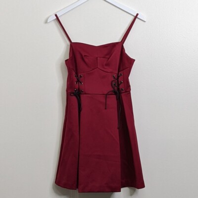 Topshop Raspberry Red Mini Fit & Flare Corest Dress, Size 8 (US) | eBay
