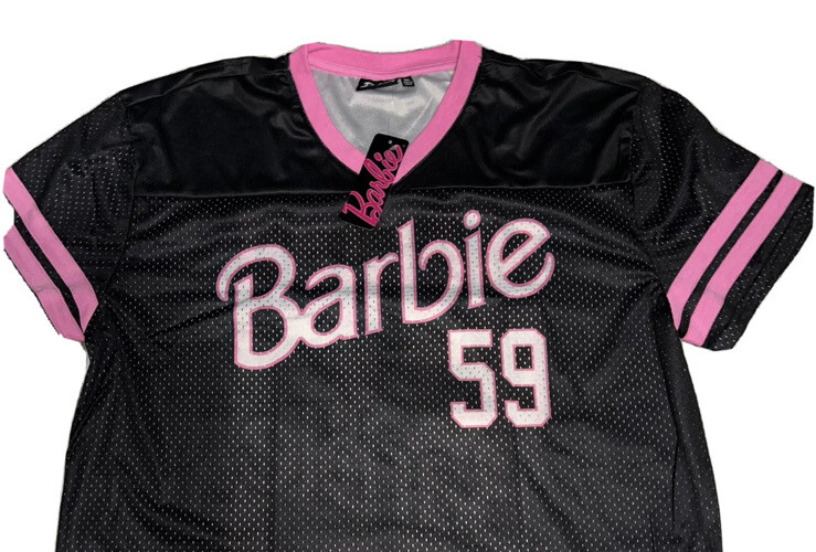 Barbie Malibu Women's Cropped Midriff Football #59 Shirt Jersey Sz