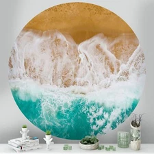 Beach Theme, Sand and Ocean Waves Wall Decal. Peel and Stick Wall Decal. Reposit