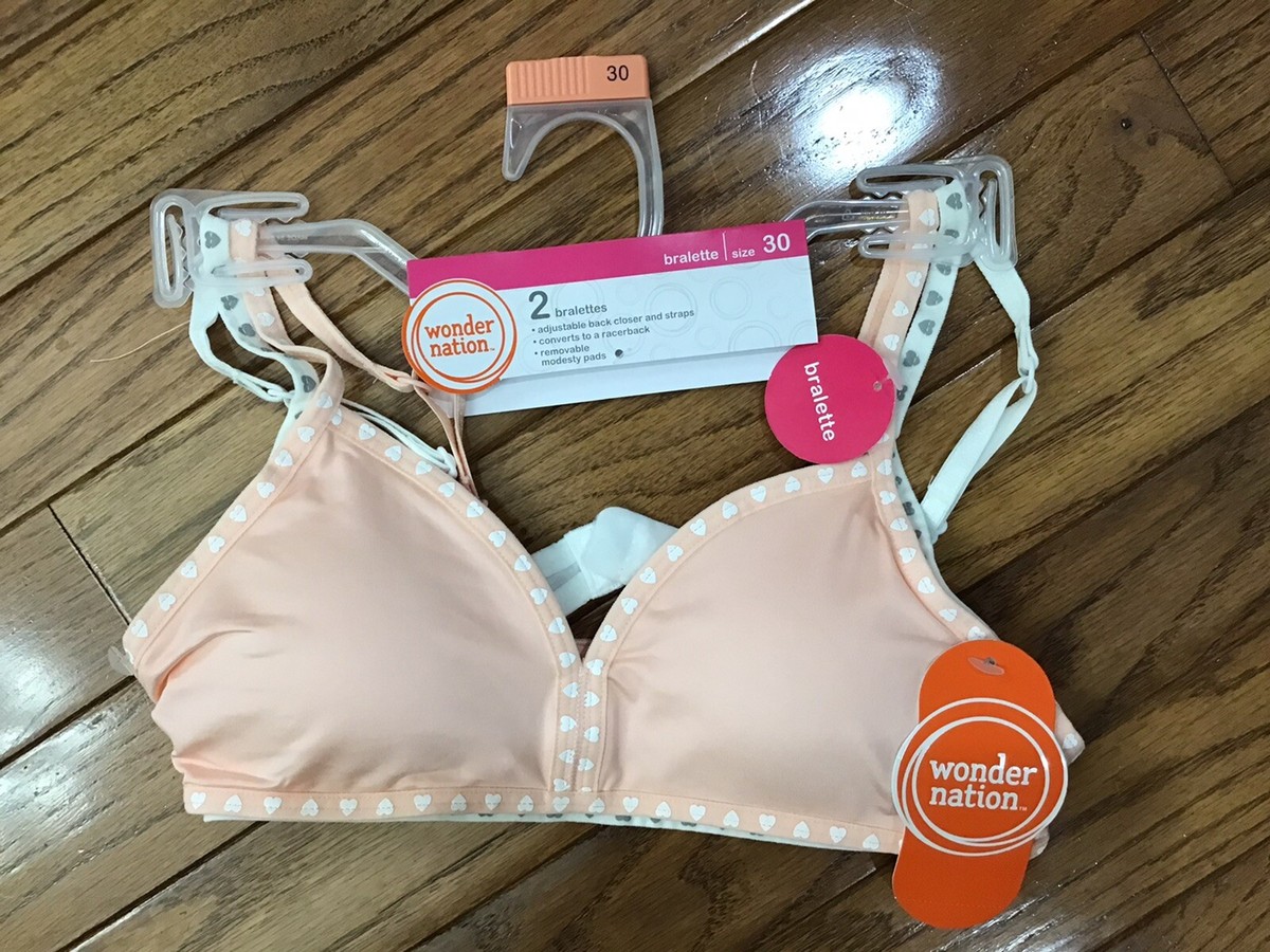 Wonder Nation Girls Heart Printed Bralette 2pk Size 28 for