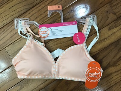 New WonderNation 2 Pack Girl PL150 Bralette SZ 30 Removable Pad Seamless (A13)