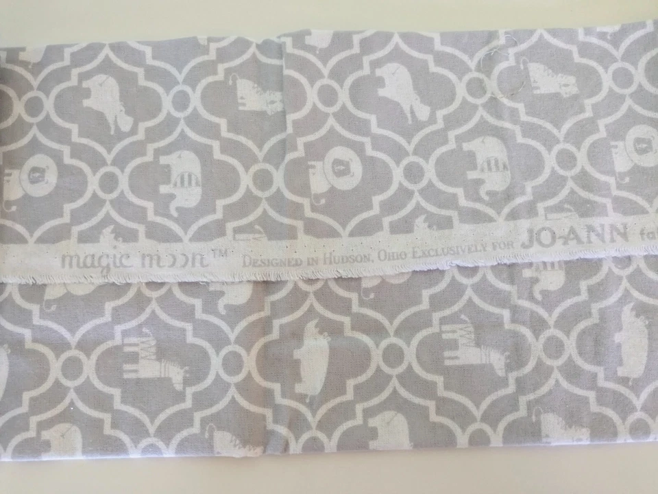 Joanne's Flannel Fabric Magic Moon Gray w/ Elephants, Pigs Hippos 51"x 42" - Image 3 of 4