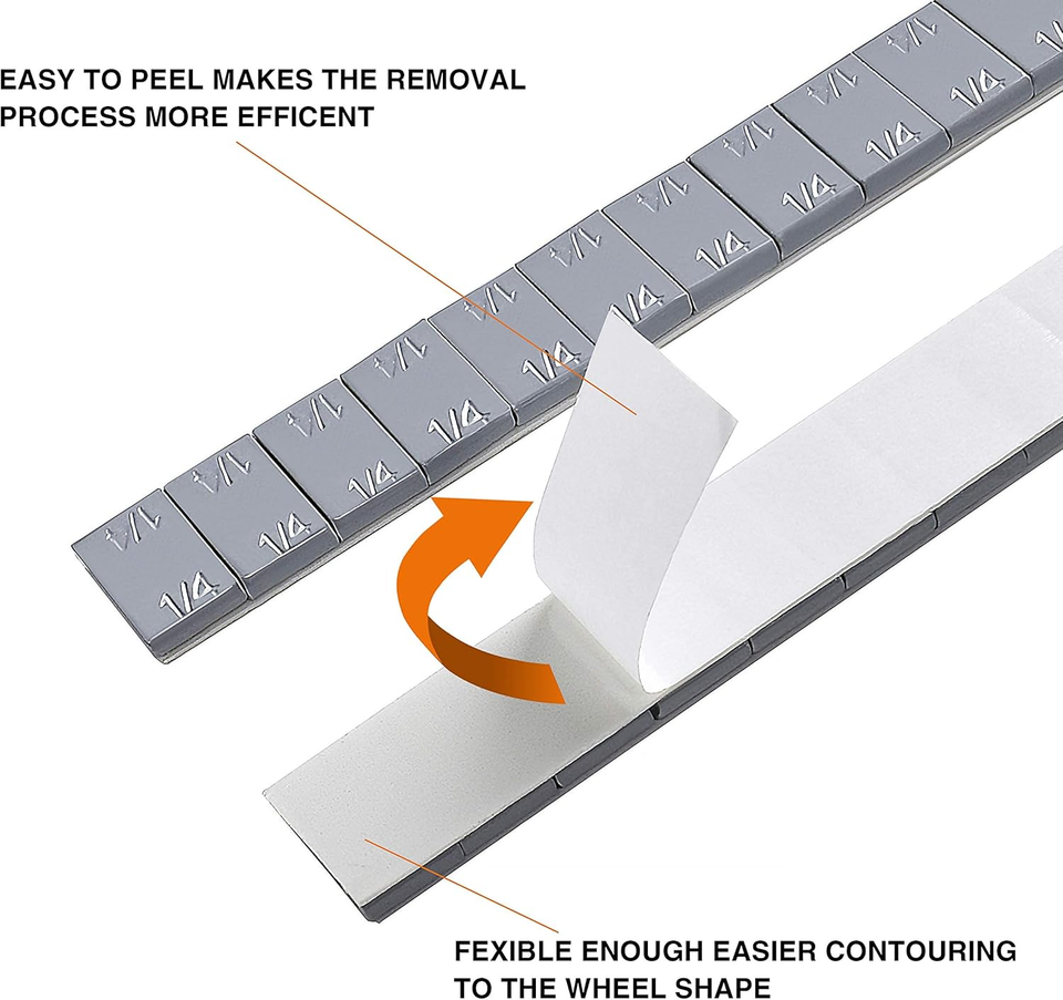 PERFECT .25 Oz SELF ADHESIVE STICK ON UNCOATED LEAD WHEEL WEIGHTS-24 PCS - Foto 11