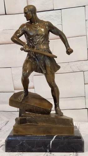 Historical Bronze Warrior Figure J Mavchi Classical Armed Statue Home Decor Sale