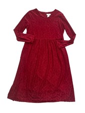 Worthington Burgundy Burnout Velvet Floral A-Line Dress 12 Whimsigoth Goth
