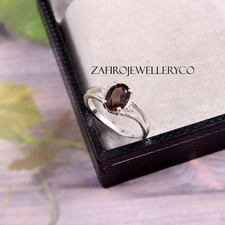 Smoky Quartz, Silver Ring, 925 Sterling Silver, Stackable Ring, Gift Her