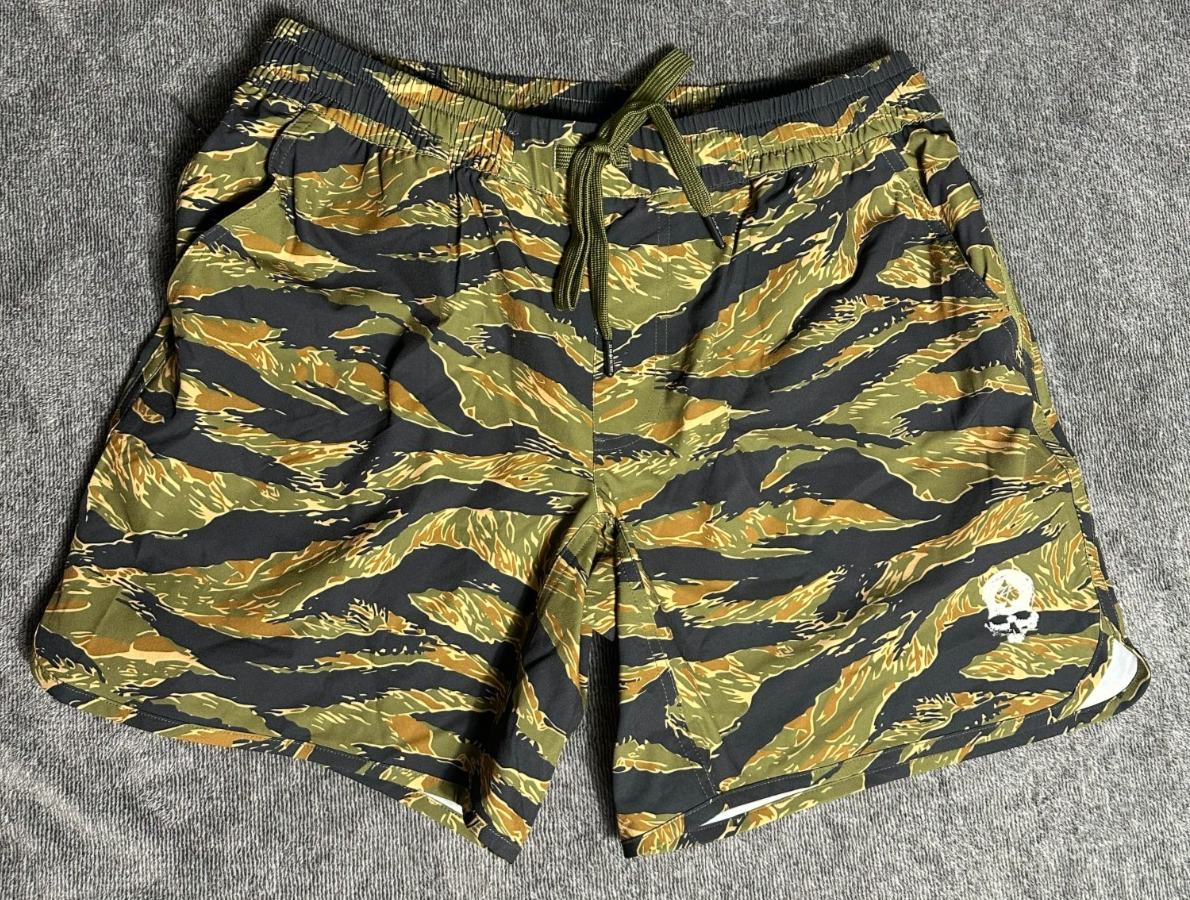 Zero Foxtrot Shorts 7” Mens Tiger Stripe Gold Running Gym