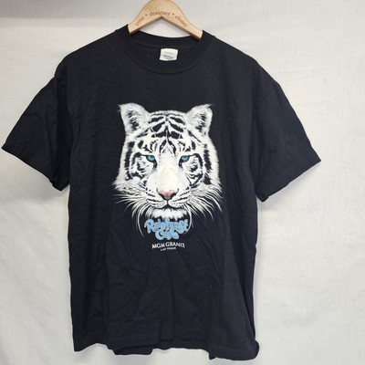 Vtg Rainforest Cafe MGM Grand Las Vegas Tee Shirt Black Whtie Tiger Cat Print