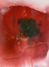 Abstract Mixed Media Ink Watercolor Painting on 9 X 12” Paper Contemporary