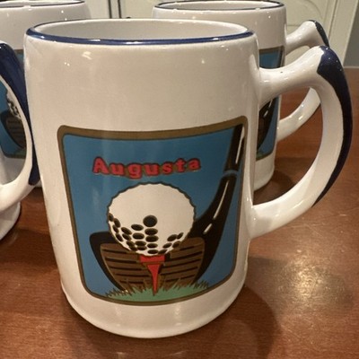 Augusta Coffee Mugs Set 4 Ceramic 20 0z Golf Theme Large Homeware