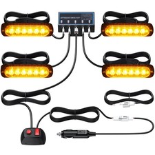 Justech 4x6LED Luci LED Lampeggiante Ambra Emergenza Lampada Strobe Emergenza In