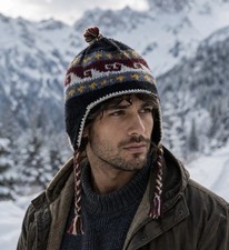 Peruvian Wool Chullo Hat Tribal Unisex Fleece Lined Handmade Mint Cond PriceFirm
