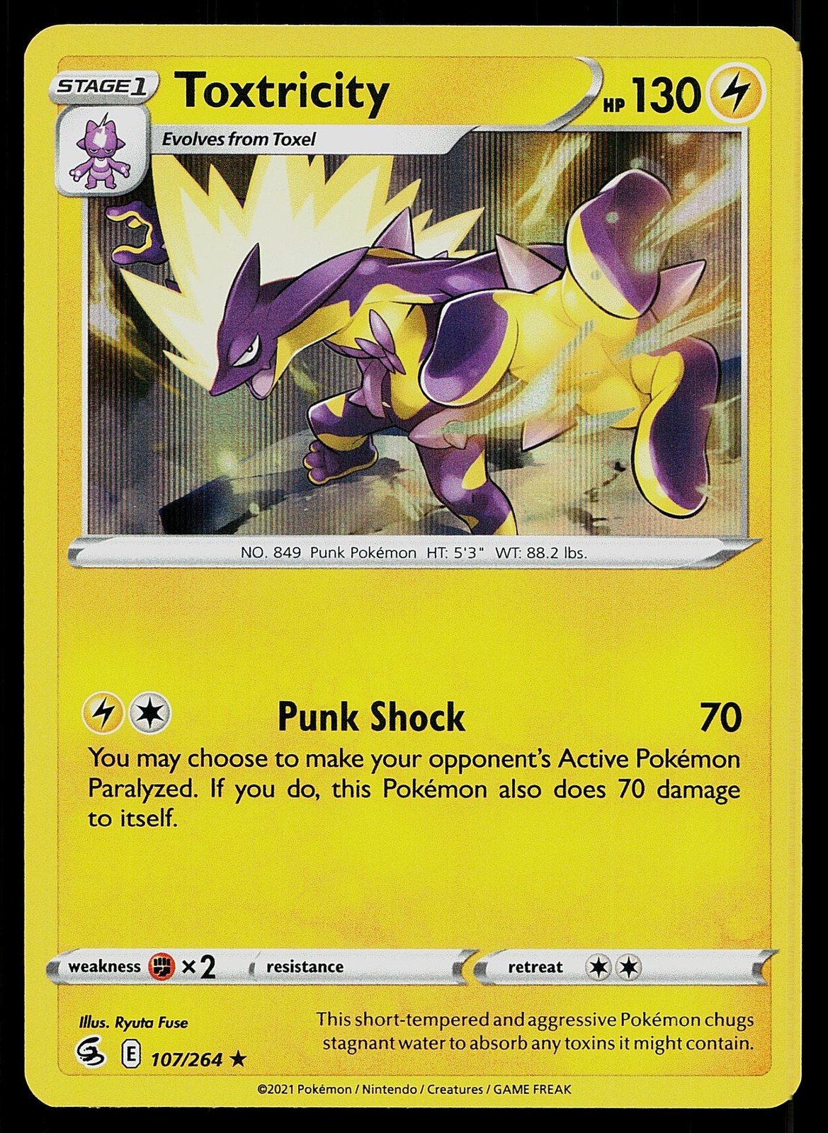 Pokemon Card Fusion Strike Toxtricity 107/264 Rare Holo