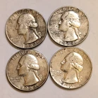 4-Coin Lot • Washington Quarters (1964) • 90% Silver • Ships Fast