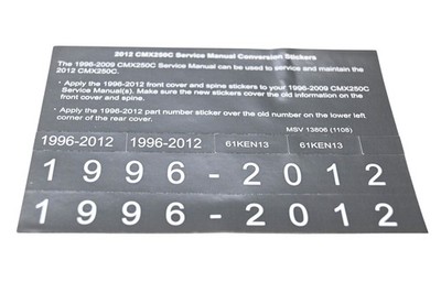 New OEM Honda MSV 13806 2012 CMX250C Service Manual Conversion Sticker Kit NOS