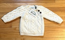 Aran Crafts 12-18 Month Toddler Boy Pullover Sweater Ireland Wool Cable Knit NWT