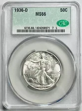 1936 D Walking Liberty Half Dollar CACG MS 66 CAC