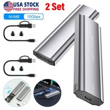 M2 SSD Case NVMe Enclosure M.2 to USB Type-C 3.2 Hard Drive Adapter 2Set