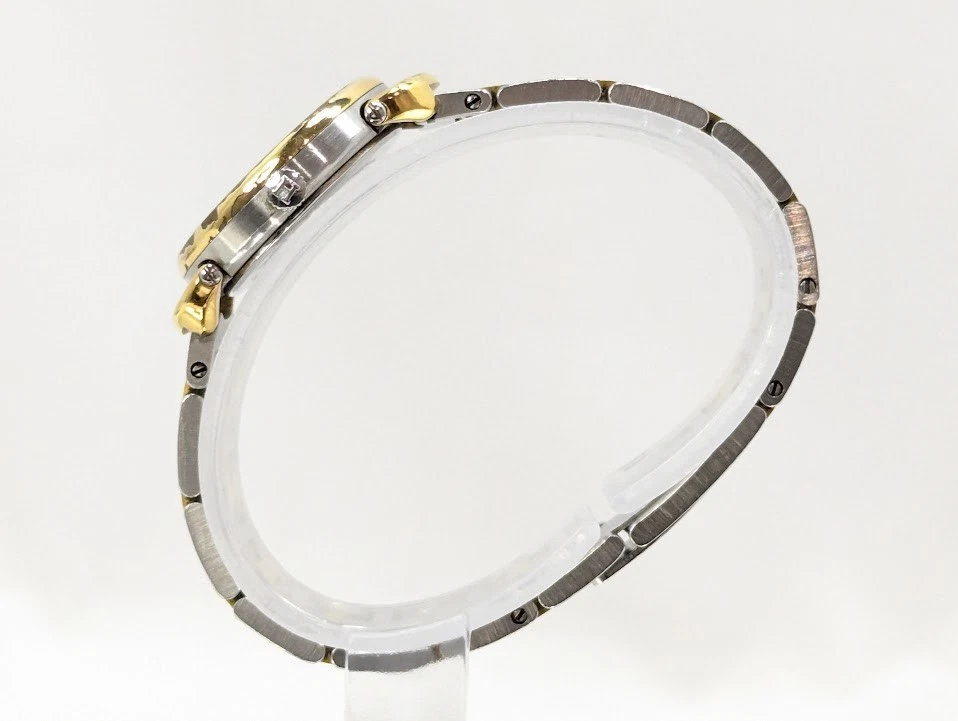 Reloj para mujer HERMES Pullman fecha cuarzo plateado dorado funcionando auténtico Foto 3 de 4