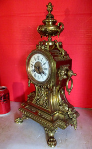 Antique Cast Bronze 8 Day T&S W/Movement No. 7684 Cathedral Mantle Clock c1880