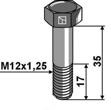 Śruba sześciokątna M12x1,25X35 bez nakrętki