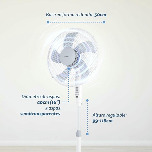 Grunkel Ventilador de Pie FAN-165 de 50W- 16" 40cm de diametro con 3 Velocidades - Foto 6 di 12