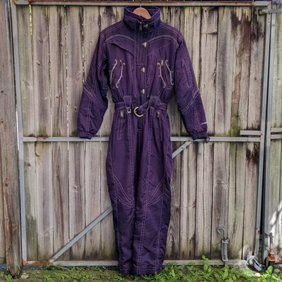 Vintage Spyder Ski Suit Sz M 10 Medium Purple Jumpsuit Snow Bib Snowboarding