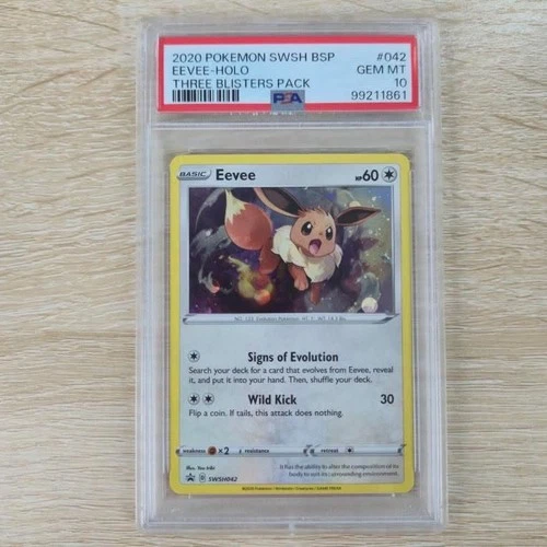 PSA 10 Eevee SWSH042 Cosmos Holo Swirl Blister Black Star Nintendo Pokemon Card