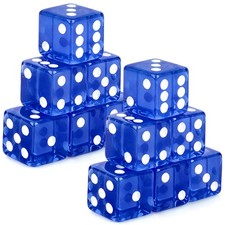 Abilat 12 Pieces 19mm Casino Dice Set Translucent 6 Sided Game 19mm, Blue