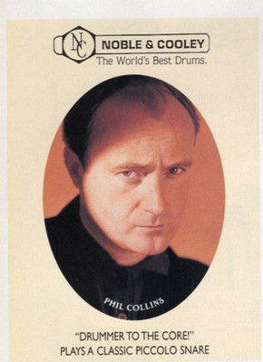 1997 small Print Ad of Noble & Cooley Drums w Phil Collins