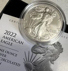2022 W American Eagle 1oz Silver Uncirculated Coin BOX COA Beginning to tone! #2