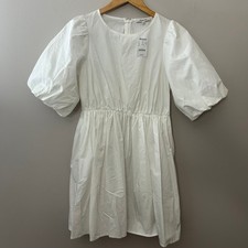 Madewell Dress Womens 2 White Puff Sleeve Cotton Mini Cottagecore Minimalist NWT