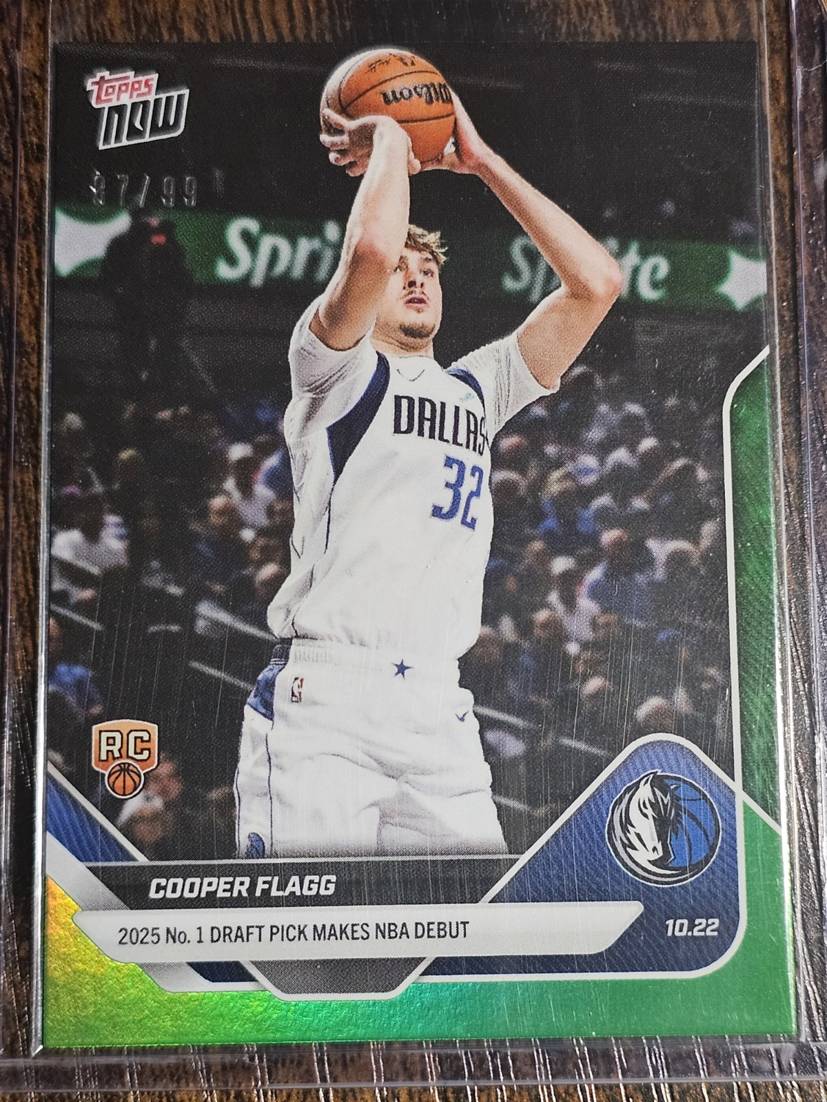 2025-26 Topps Now Cooper Flagg RC #6 Green Foil/Holo Refractor #d 87/99 SSP