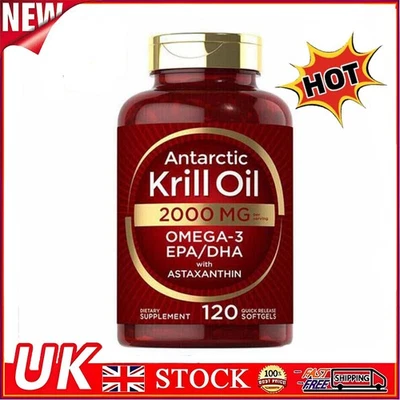 CARLYLE Antarctic Krill Oil 2000 mg 120 Softgels | Omega-3 EPA, DHA, with Astaxanthin~