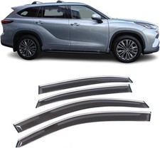 Window Visors Rain Guards Deflectors Fits Toyota Highlander 2014-2019 Smoke Chro