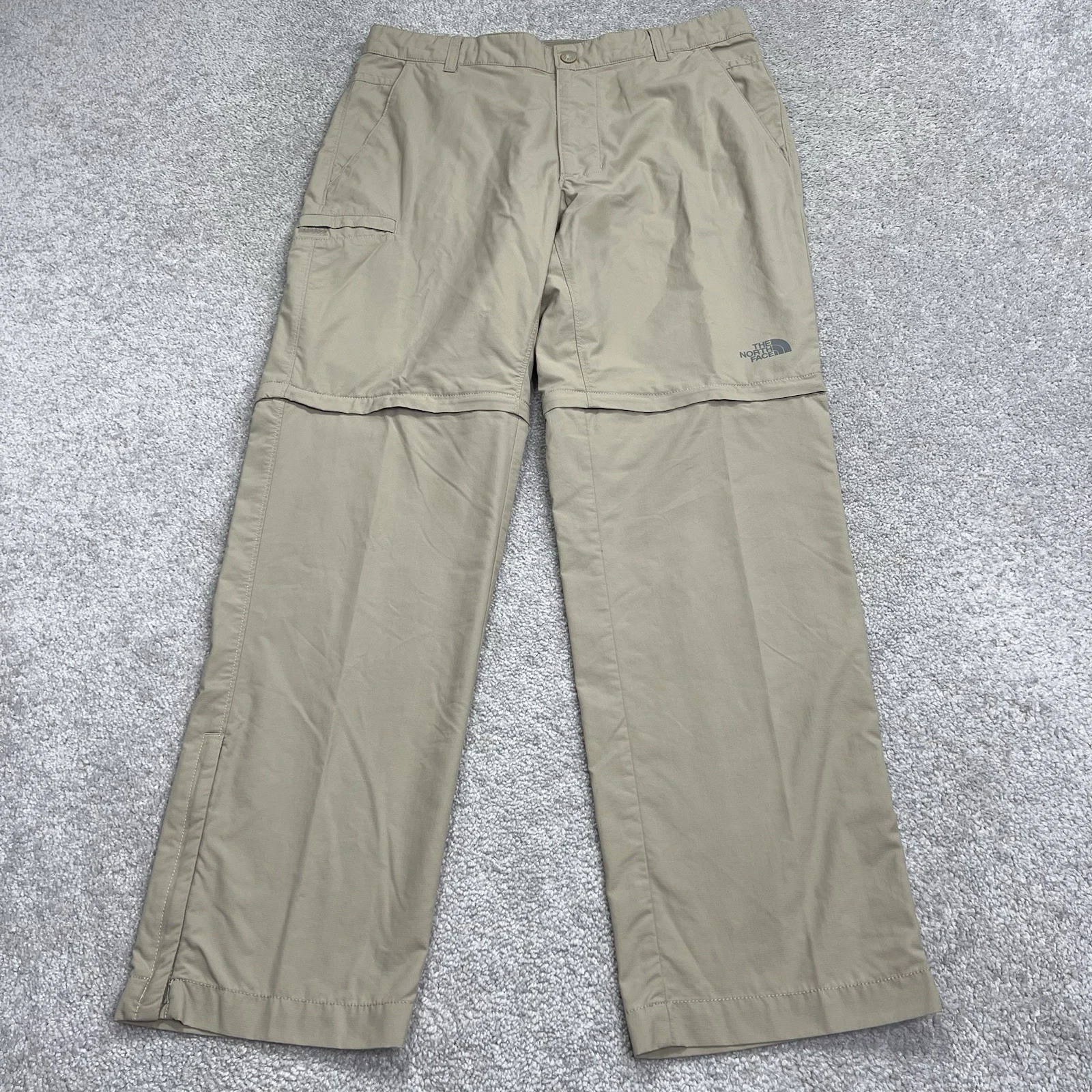 North Face Pants Mens 34x31 Beige Convertible Zip-Off Cargo Hiking Nylon Light