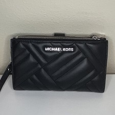 Michael Kors Quilted Zip-Around Wallet Black Organizer for Women