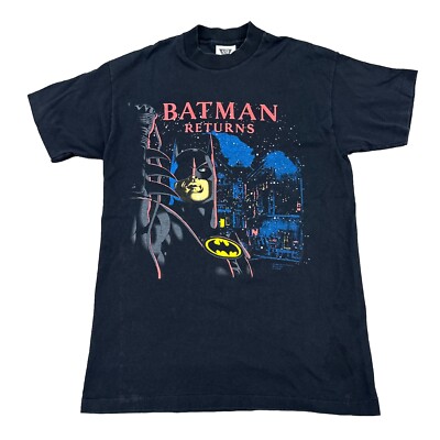 Vintage 90s 1991 Batman Returns Batsignal Graphic Tee Shirt Size M Dc Comics