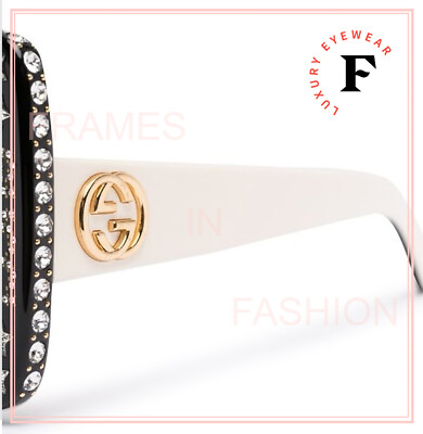 GUCCI Black White Hollywood Forever 0780 Crystal Logo Gg0780s Mask