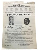 1925 Wanted Poster International Detective Agency Theft Durant Motor $500 Reward